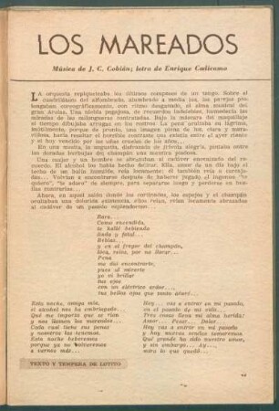 Los Mareados : Música de J. C. Cobián, letra de Enrique Cadícamo