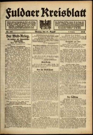 Ausgabe vom Montag, den 19. August 1918.