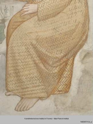 Freskenzyklus mit Szenen aus der Vita des heiligen Antonius : Der heilige Antonius im Gespräch mit dem Eremiten Paulus und Grablegung und Himmelfahrt des heiligen Antonius : Der heilige Antonius im Gespräch mit dem Eremiten Paulus