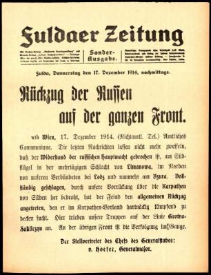 Dritte Ausgabe vom Donnerstag, den 17. Dezember 1914.