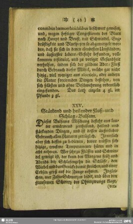 XXV. Stärkend und heilender Fluß- und Schlag-Balsam