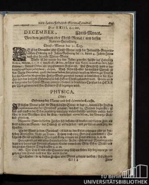 Das XXIII. Capitel. December, Christ-Monat