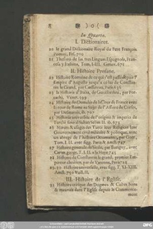 II. Histoire Profane.