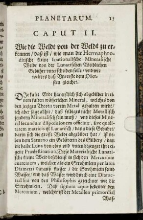 Caput II. Wie die Weldt von der Weldt zu erkennen ...