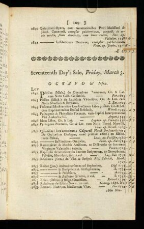 109-123, Sevebteenth Day's Sale, Friday, March 3. - Eighteenth Day's Sale, Saturday, March 4.