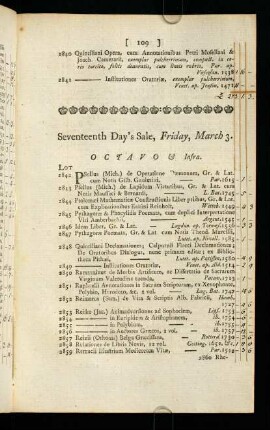 109-123, Sevebteenth Day's Sale, Friday, March 3. - Eighteenth Day's Sale, Saturday, March 4.