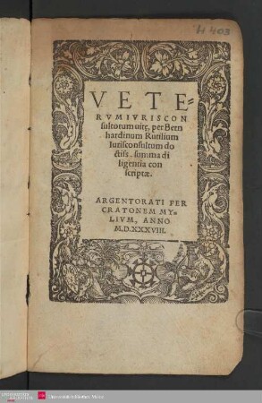 Vetervm Ivrisconsultorum uit[a]e