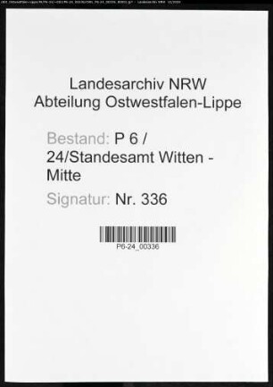 Sterberegister Standesamt Witten-Mitte