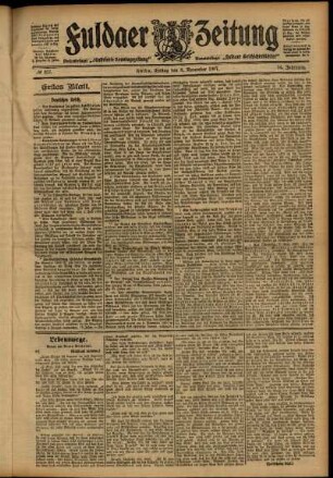 Erste Ausgabe vom Freitag, den 08. November 1907.