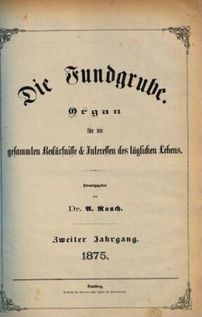 Die Fundgrube : Zeitschrift für die gesamten praktischen Bedürfnisse und Interessen des täglichen Lebens, 2. 1875