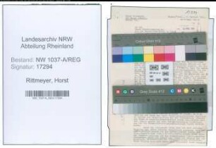Entnazifizierung Horst Rittmeyer , geb. 13.08.1920 (Verw.Angestellter)