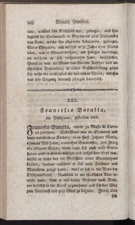 XXX. Francesco Baratta, ein Bildhauer, gestorben 1666.