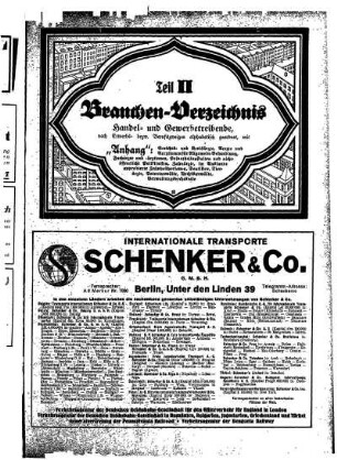 II. Teil Branchen=Verzeichnis