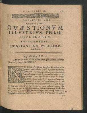 Disputatio VIII. ... Respondente Constantino Weckero
