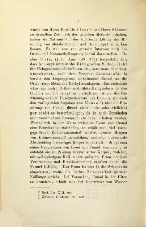 Ueber einige Derivate des Isopropylbenzol's : Inaug. Diss. d. Univ. Freiburg im Breisgau