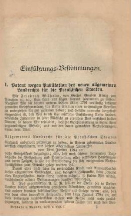 Einführungs-Bestimmungen.