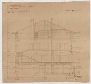 Thiersch, Friedrich von; München, Romanstr. 13; Villa von Hösslin - Diele u. Salon (Schnitt)