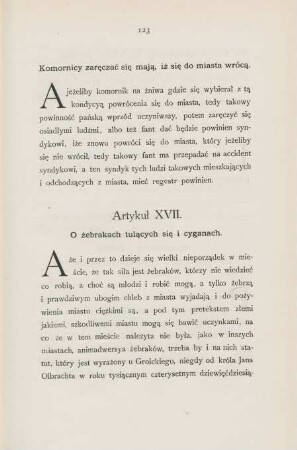 Artykul XVII. O zebrakach tulacych sie i cyganach