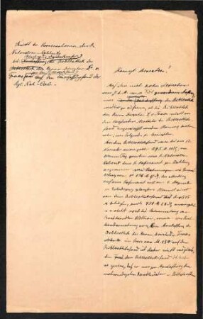 Handschriftlicher Bericht der Konservatoren des Naturalienkabinets