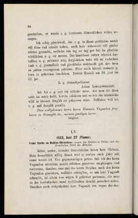 84-85, LV. 1562, Juni 27 (Fiume)