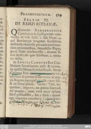 Sectio III. De Rebus Ecclesiae.