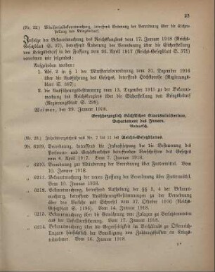 Nr. 23: Inhaltsverzeichnis aus Nr. 7 des Reichs-Gesetzblattes