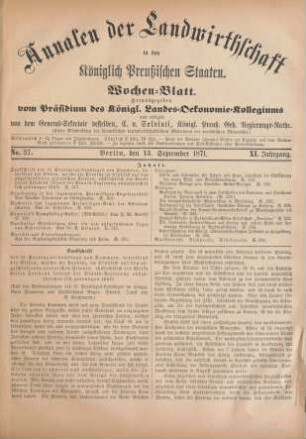 No. 37. Berlin, den 13. September 1871. XI. Jahrgang.