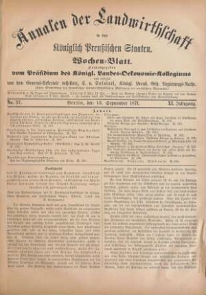 No. 37. Berlin, den 13. September 1871. XI. Jahrgang.