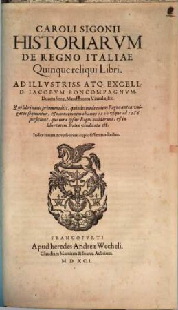 Historiarum de regno Italiae libri viginti
