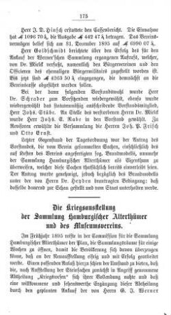 Die Kriegsausstellung der Sammlung Hamburgischer Alterthümer und des Museumsvereins.