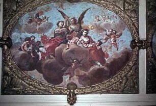 Deckendekoration des Saals nördlich des Treppenhauses — Herrschertugenden — Prudentia und Caritas