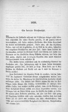 1626. Ein kurioser Briefwechsel