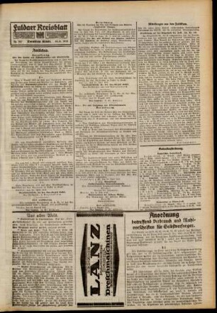 Zweite Ausgabe vom Mittwoch, den 14. August 1918.
