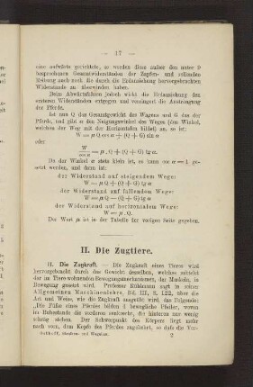 II. Die Zugtiere.