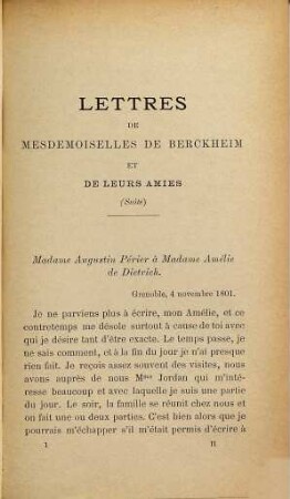 Souvenirs d'Alsace : Correspondance des demoiselles de Berckheim et de leurs amis (1797 - 1846) précédée d‛un extrait du Journal de Mlle Octavie de Berckheim (1789 - 95) et d‛une préface de M. Ph. Godet, 2