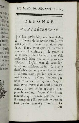 Reponse. A La Précédente. - Reponse A La Précédente.