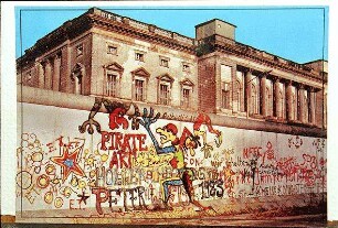 Berlin: Reproduktion von Postkarten; Mauer am ehemaligen Preussischen Landtagsgebäude
