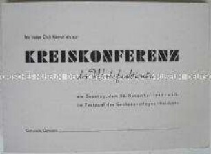 Einladung und Programm zur Kreiskonferenz der Werbefunktionäre der SED