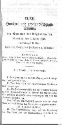 162. Sitzung, Stuttgart, 4.3.1843