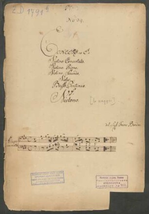 Konzerte; vl, orch, b, bc; E-Dur; L 2.7