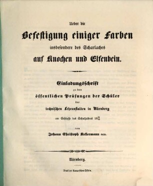 Jahresbericht über die technischen und landwirtschaftlichen Lehranstalten in Nürnberg. 1849/50