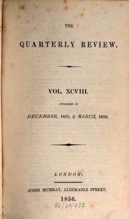 The quarterly review. 98 = No. 195 - 196. 1855/56 (1856)