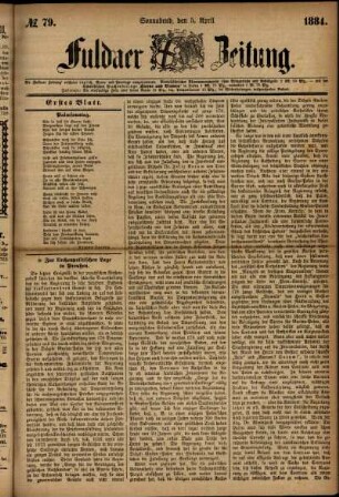 Ausgabe vom Samstag, den 05. April 1884.