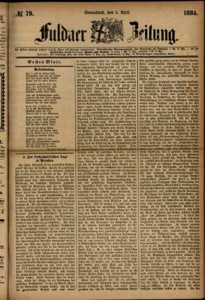 Ausgabe vom Samstag, den 05. April 1884.
