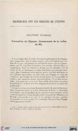 Chapitre premier: Formation de l'Égypte. Creusement de la vallée du Nil