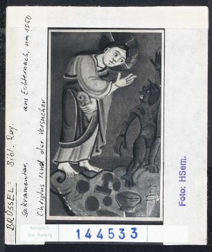 Brüssel, Bibl. Royale:MS 9428 (Perikopenbuch aus Echternach): Christus und der Versucher
