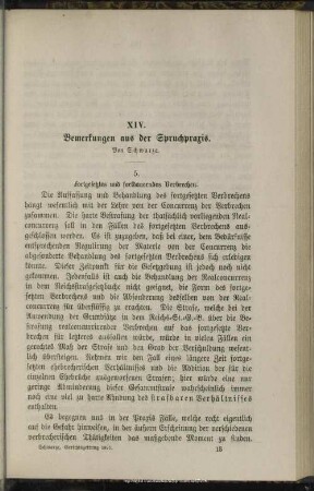 XIV. Bemerkungen aus der Spruchpraxis