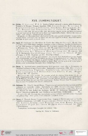XVII. Jahrhundert (Nr. 266 - 276)