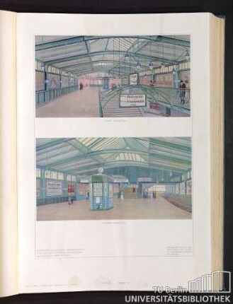 Teil II. Tafel 15. Kreuzungsbahnhof Gleisdreieck. Oberer und unterer Bahnsteig. Architekt: Sepp Kaiser.
