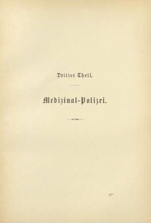 Dritter Theil. Medizinal-Polizei